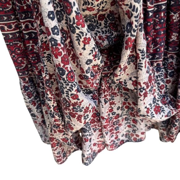 Kaiser Floral Red Blue Hippie Sleeveless India Cotton Boho Festival Maxi Dress M - Picture 7 of 9